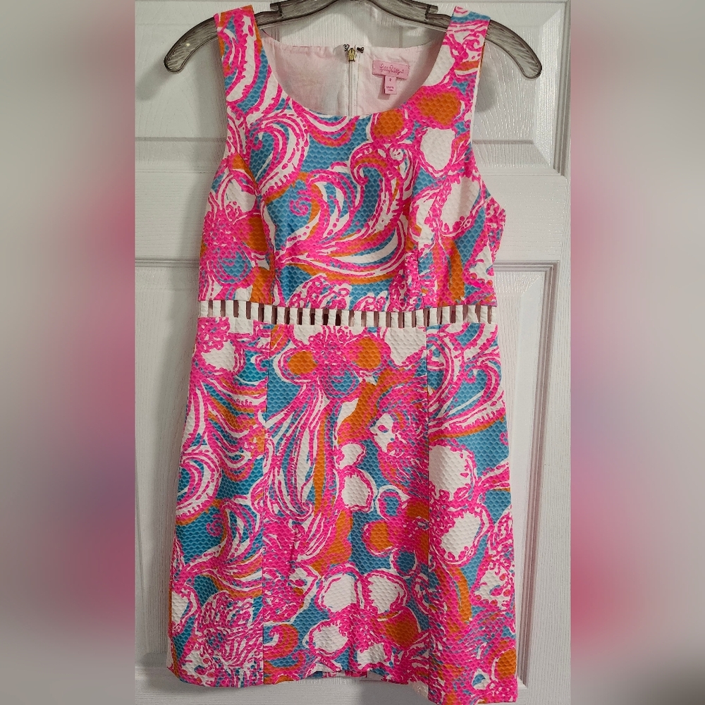 Lilly Pulitzer Pink, Blue, and Orange Shift Dress